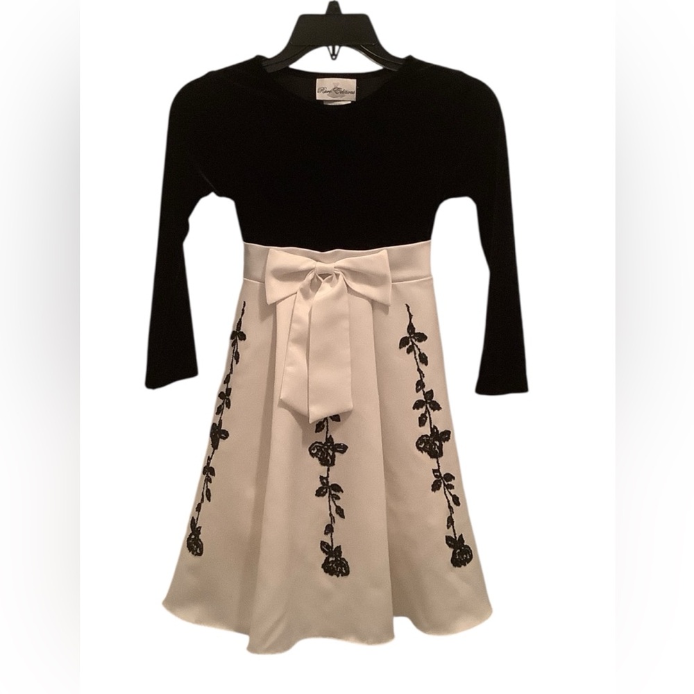Rare Editions Black and White Floral Kids Dress